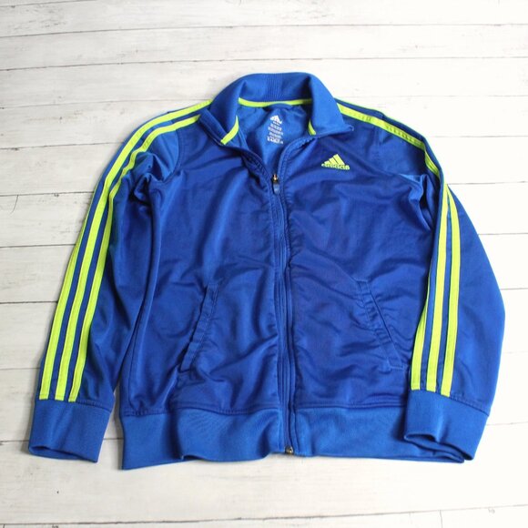 Adidas Boy's Track Jacket Size M 10-12 Blue Full Zip Long Sleeve Athletic - Picture 1 of 4